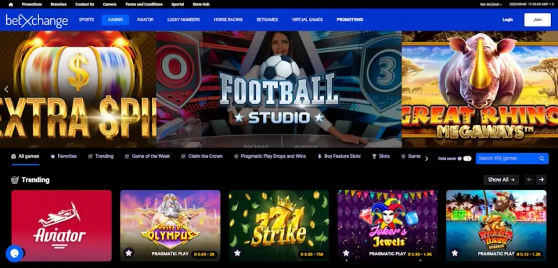 BetXchange Casino popular slot games and live tables